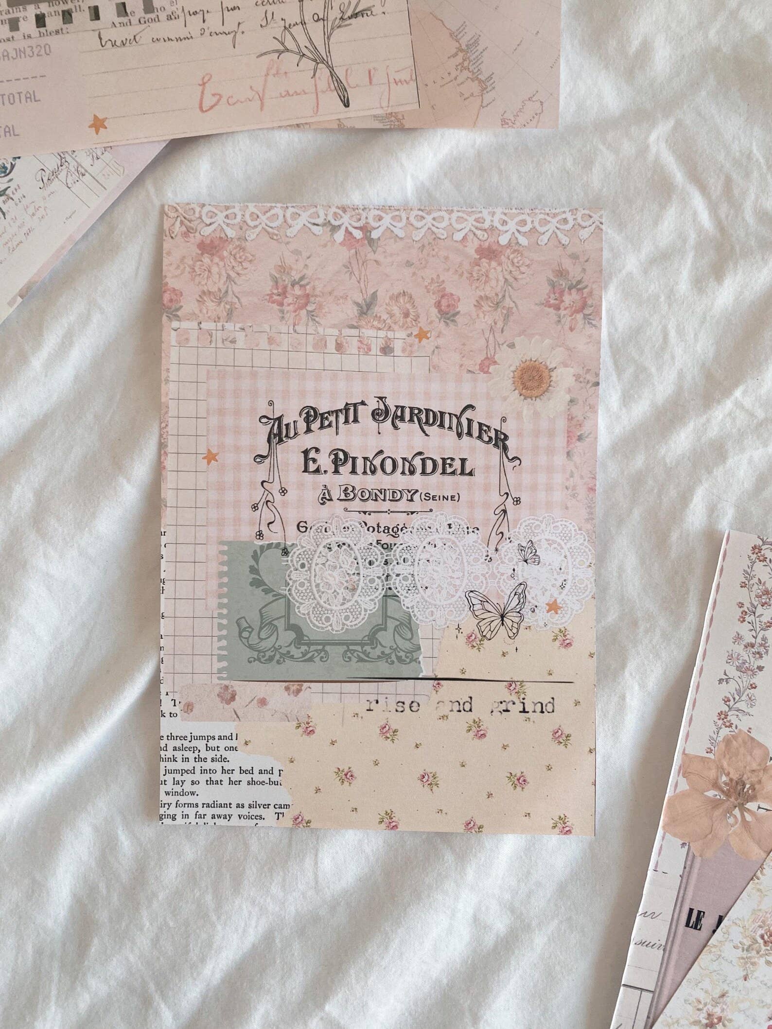 6 scrapbook papers A5 stickers - "Beautiful Vintage Pink"