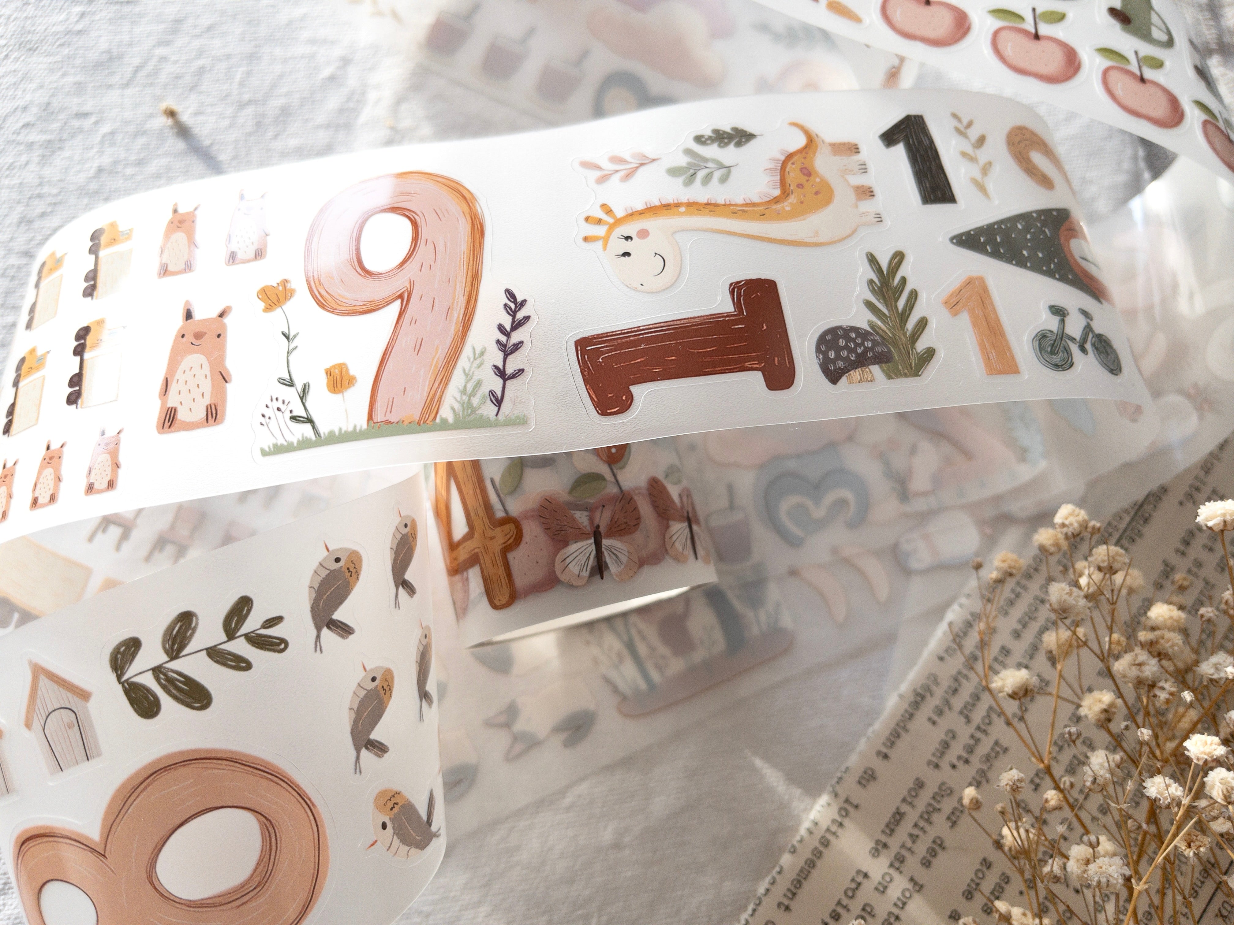 For Littles: "Numbers" Pre-cut PET tape (Sticker roll)