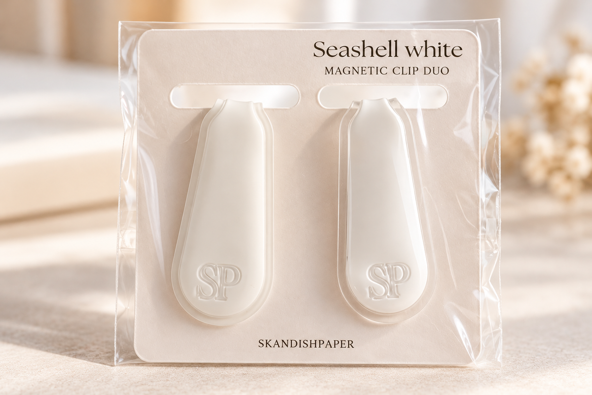 Magnetic Clip Duo – Seashell White | Skandishpaper