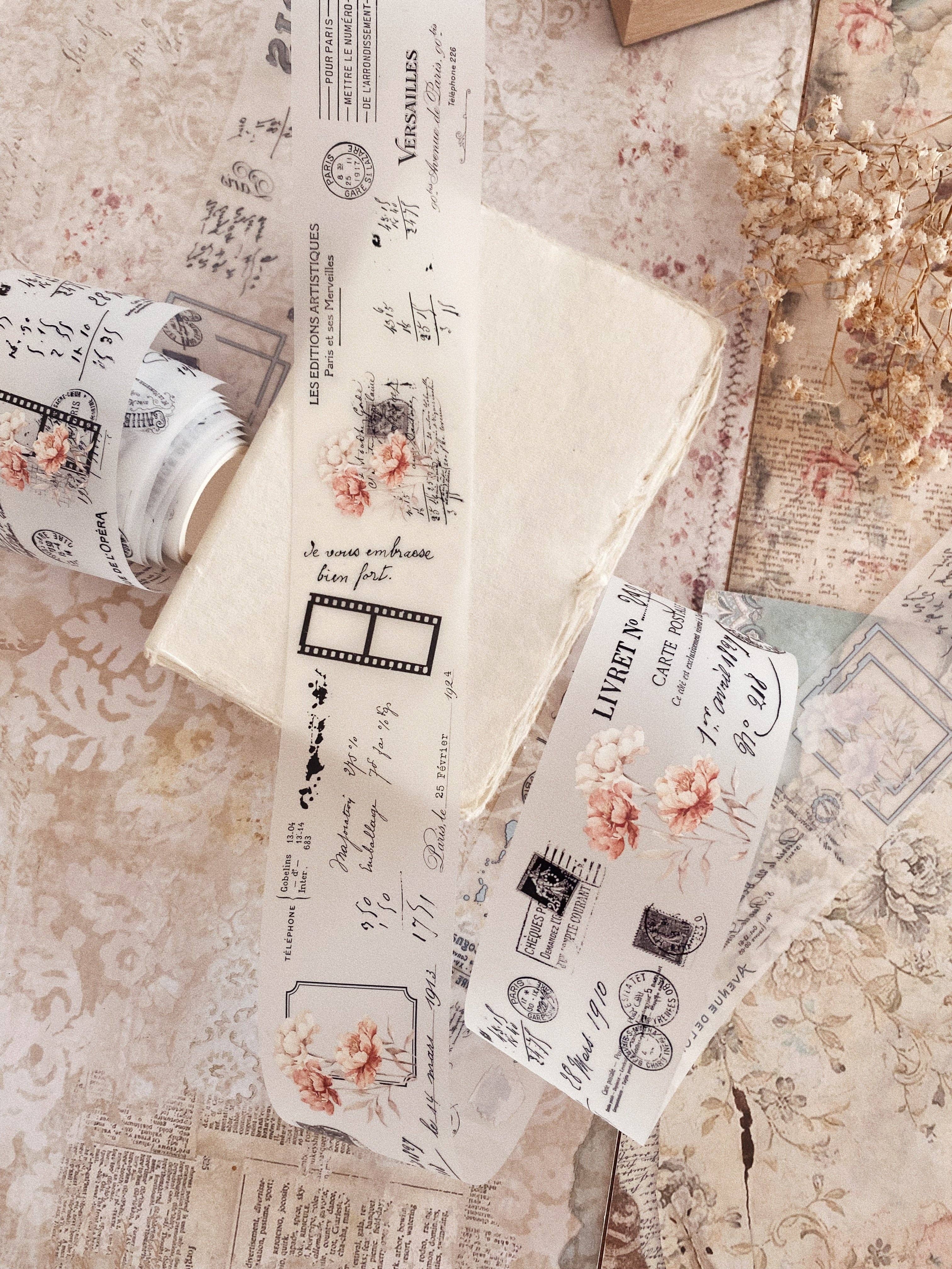 PET-tape met vintage pioenrozen