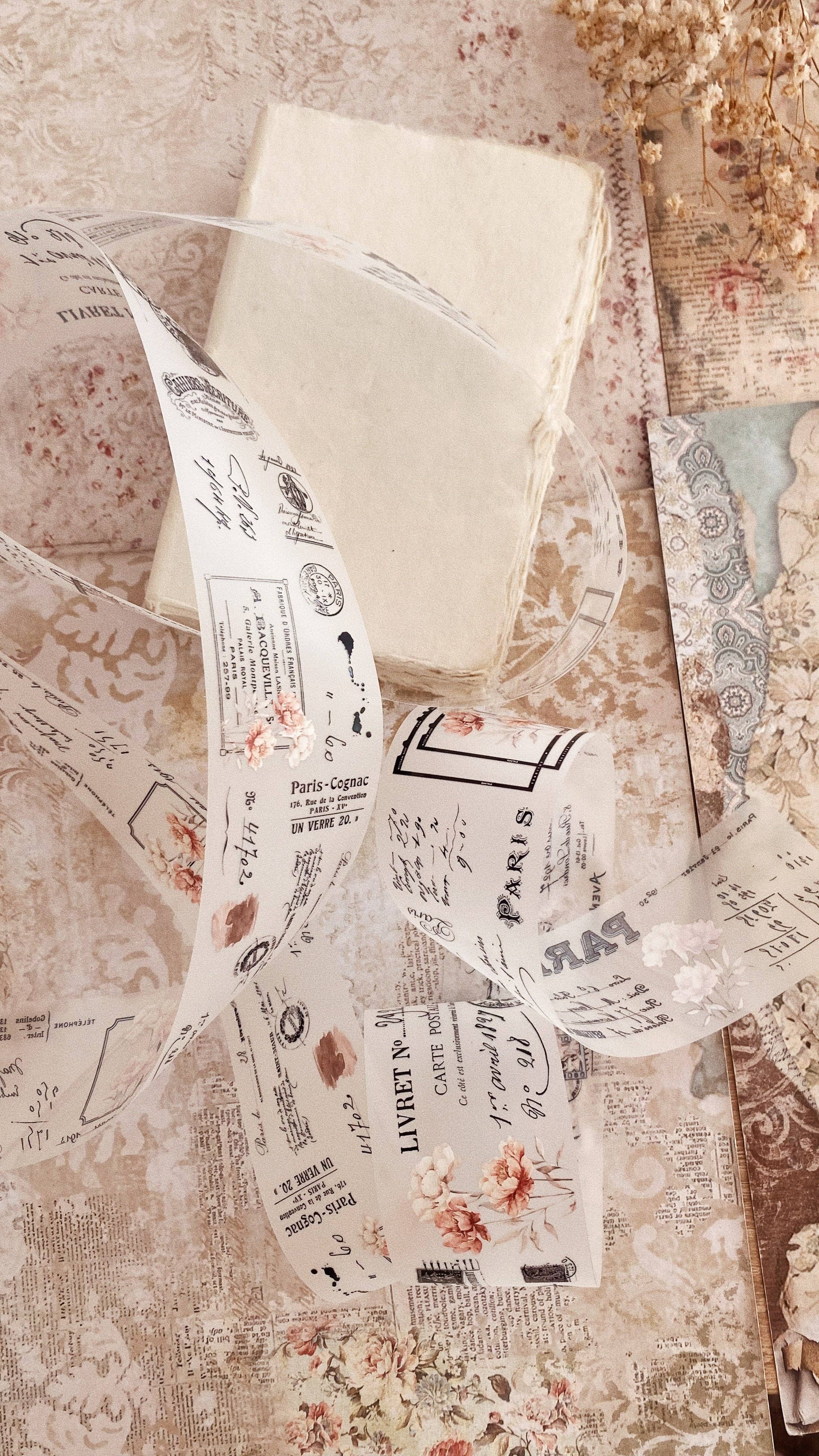 PET-tape met vintage pioenrozen