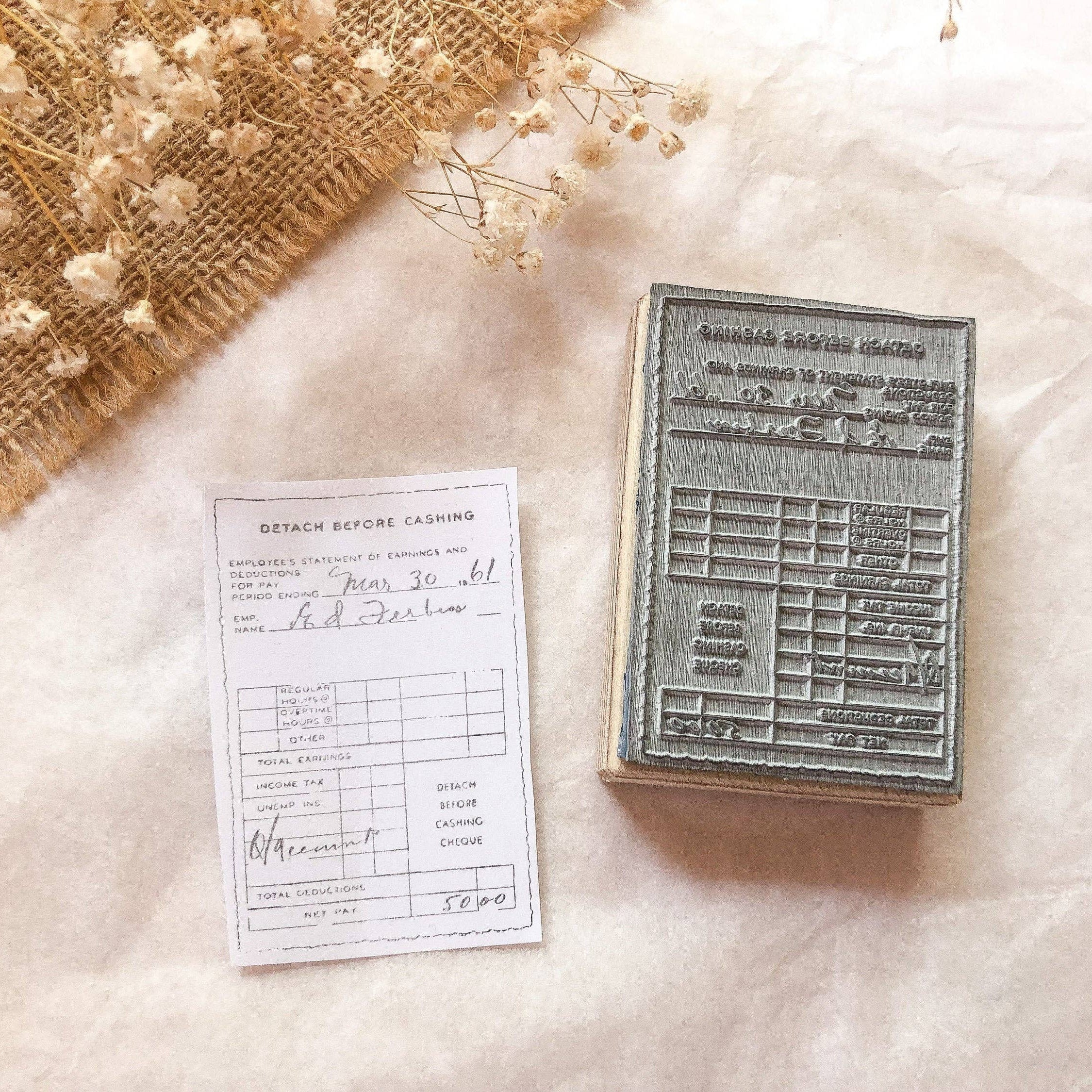 Houten stempel | groot nota (factuur) motief