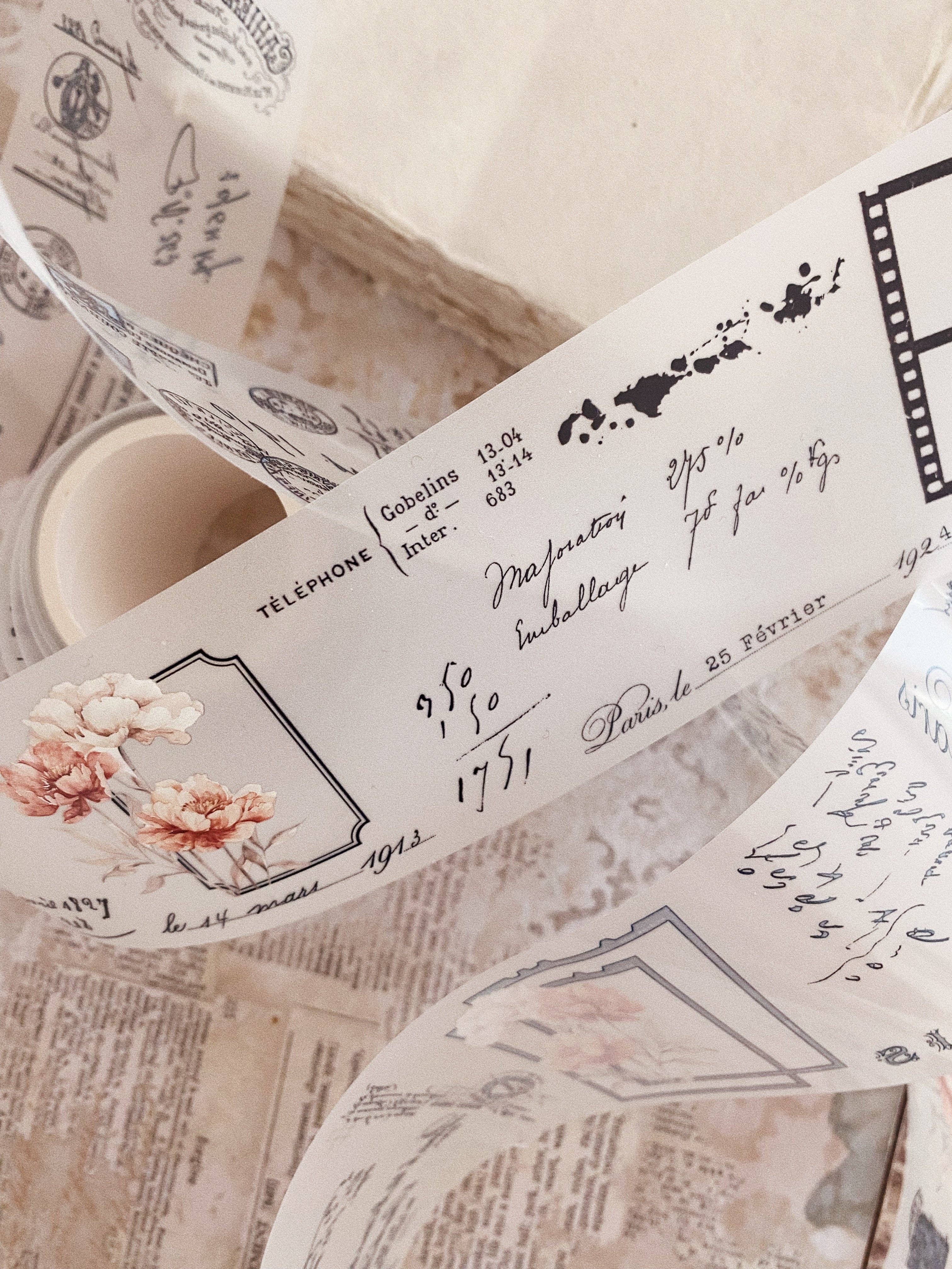 PET-tape met vintage pioenrozen