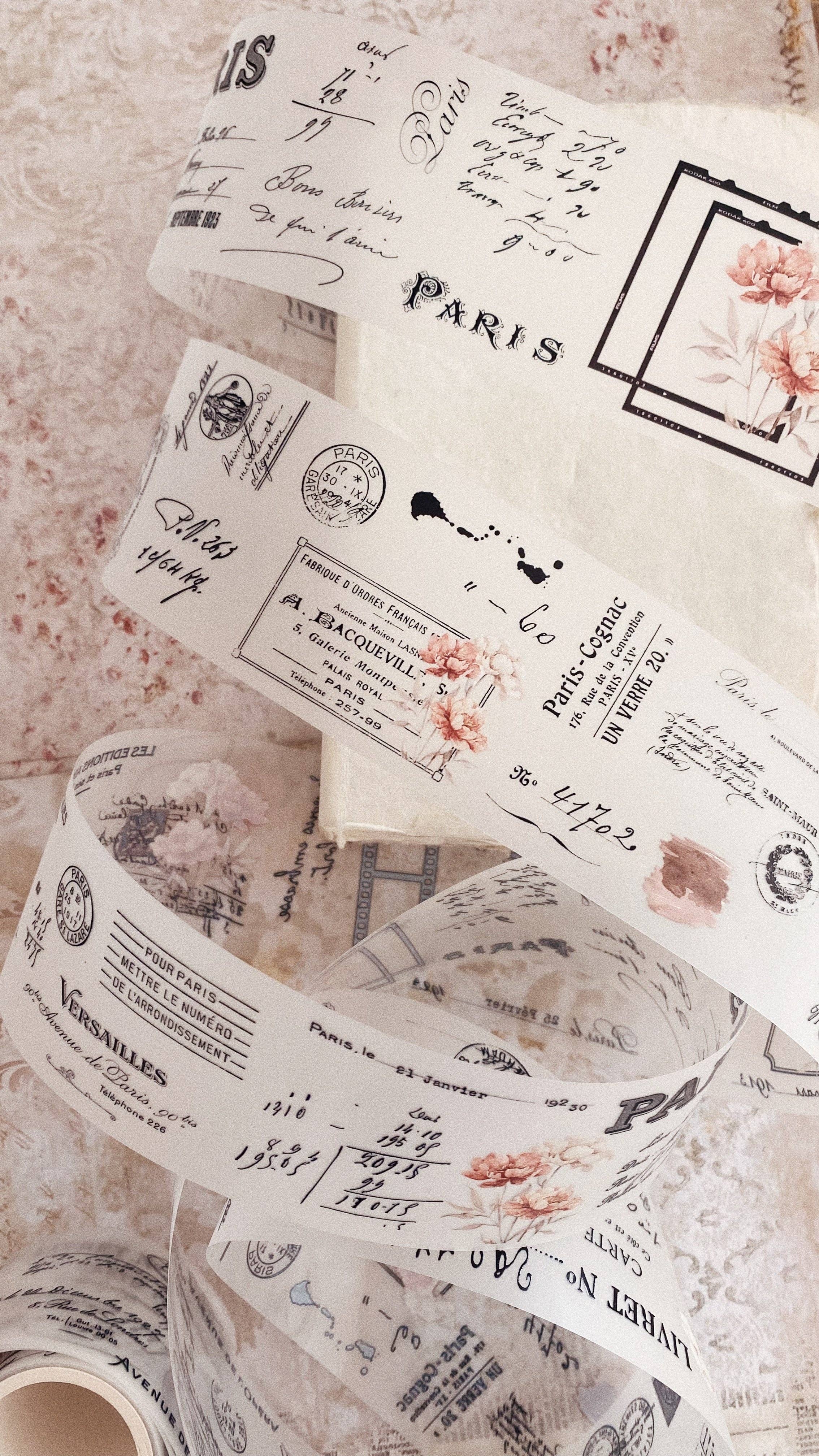 PET-tape met vintage pioenrozen