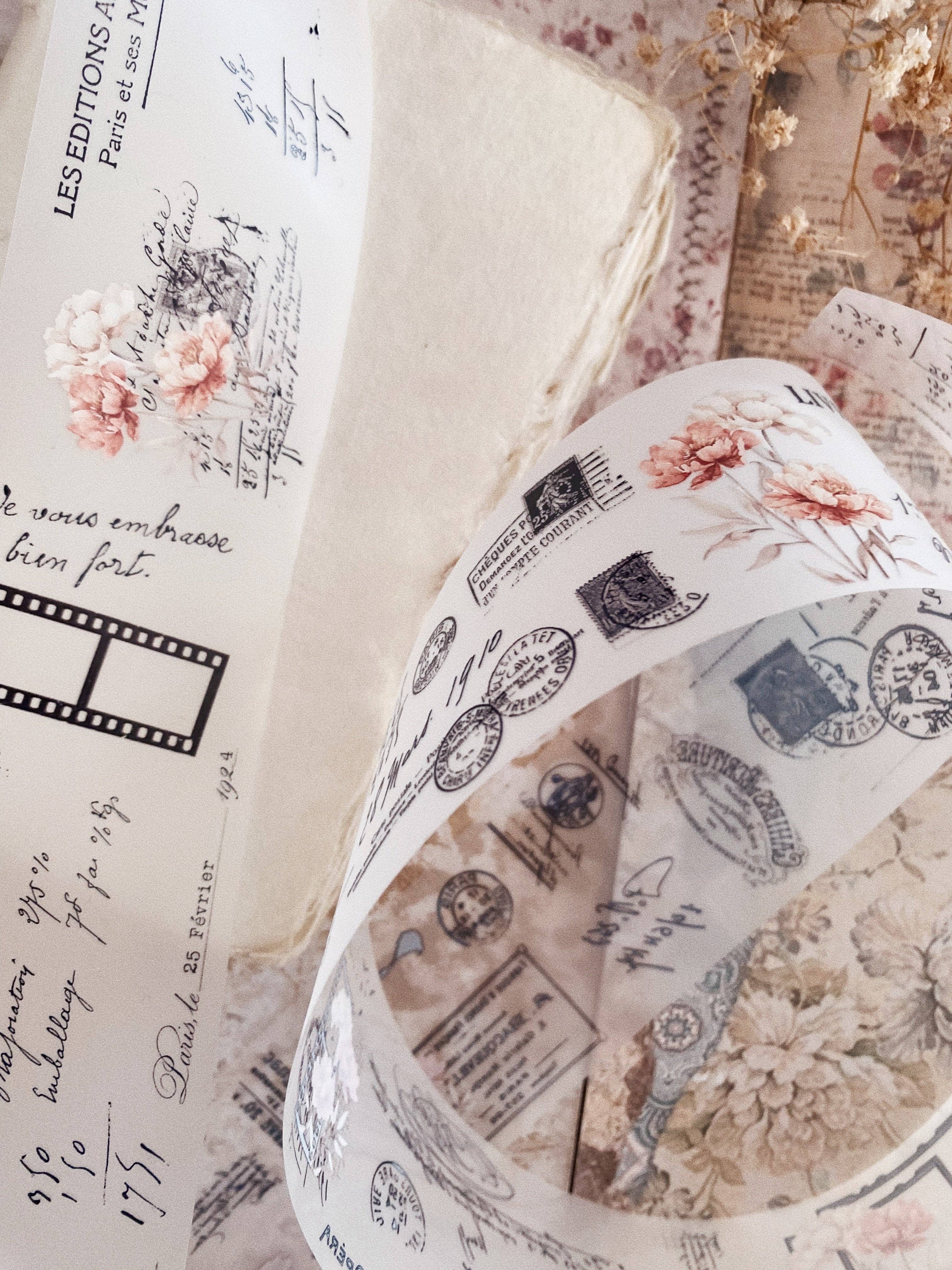 PET-tape met vintage pioenrozen