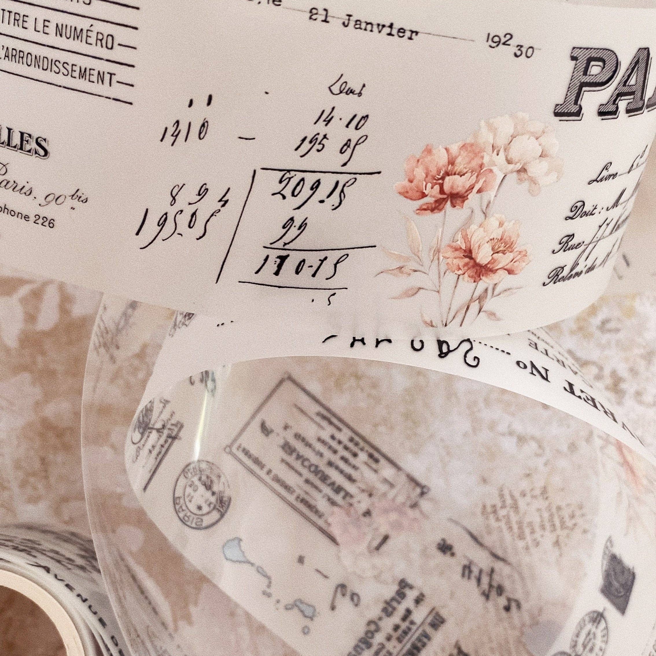 PET-tape met vintage pioenrozen