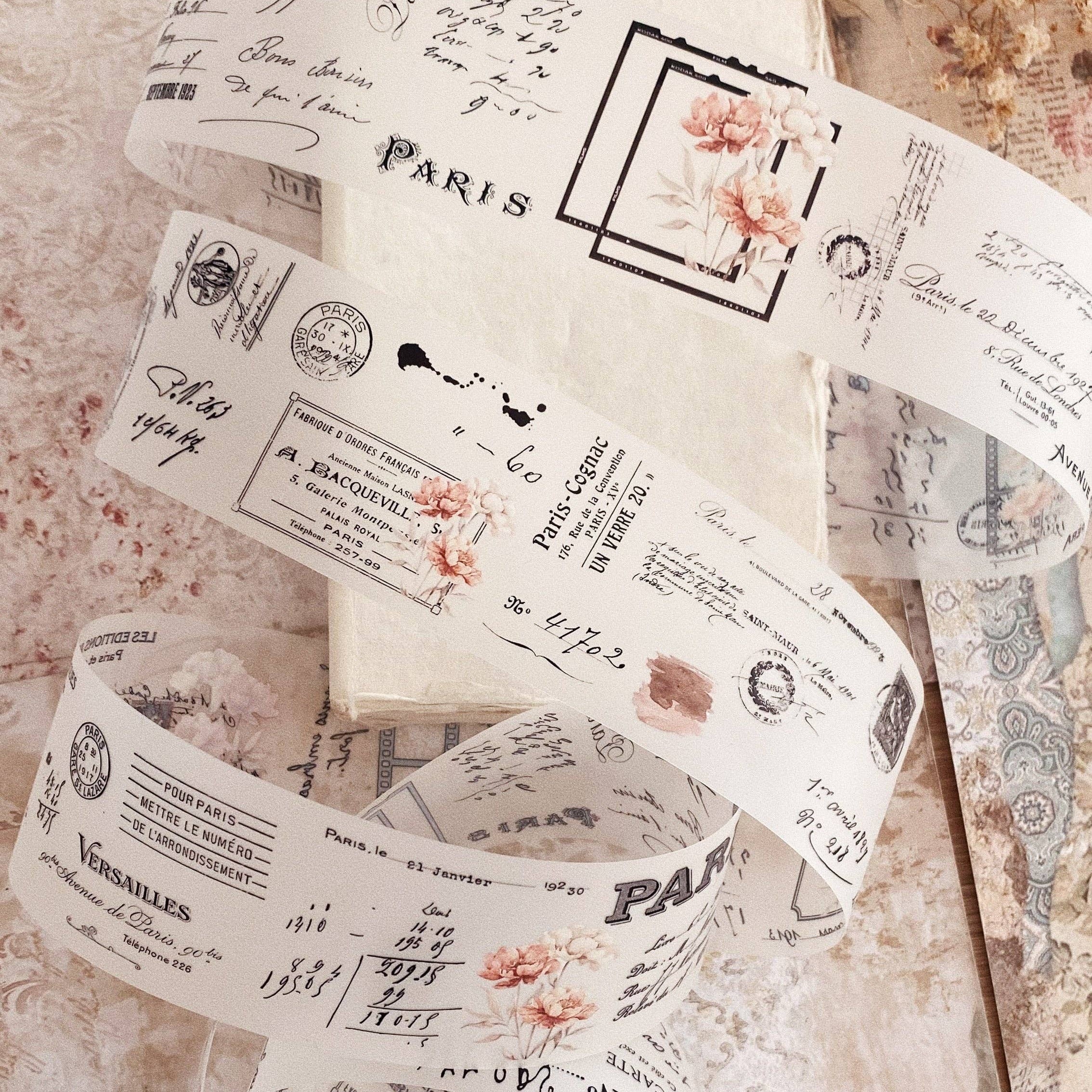 PET-tape met vintage pioenrozen