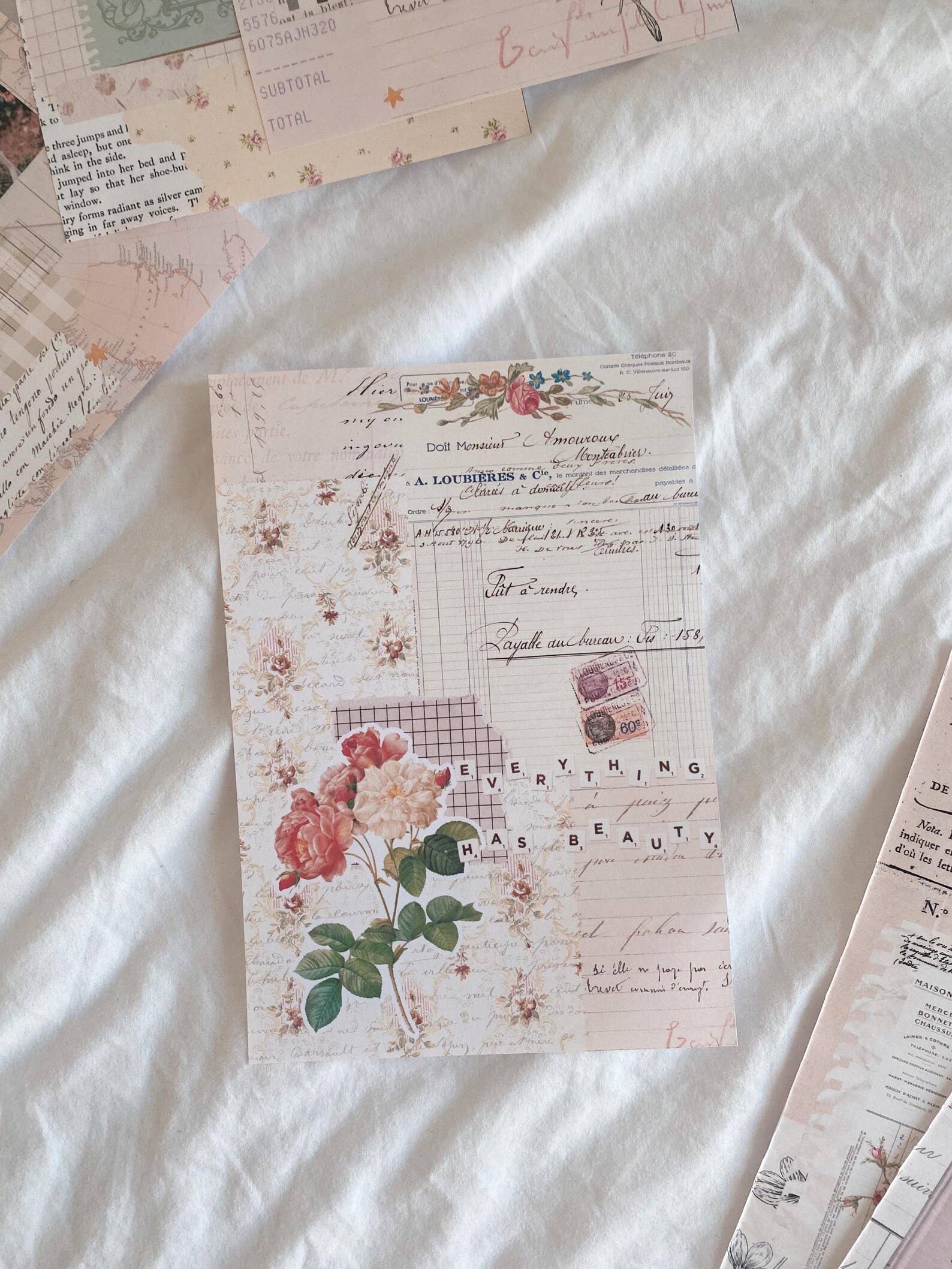 6 scrapbook papieren A5 stickers - "Mooie vintage roze"