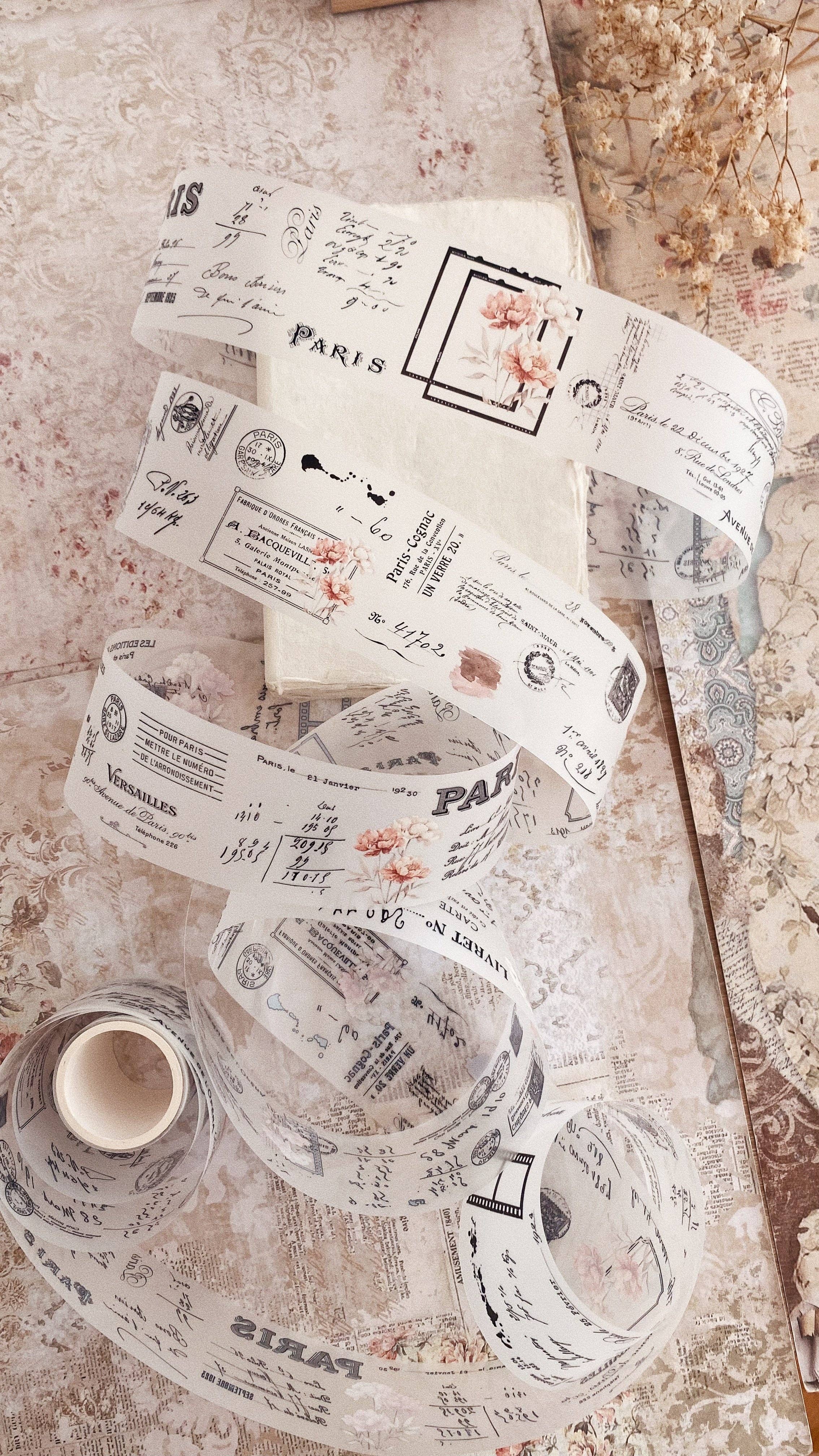 PET-tape met vintage pioenrozen