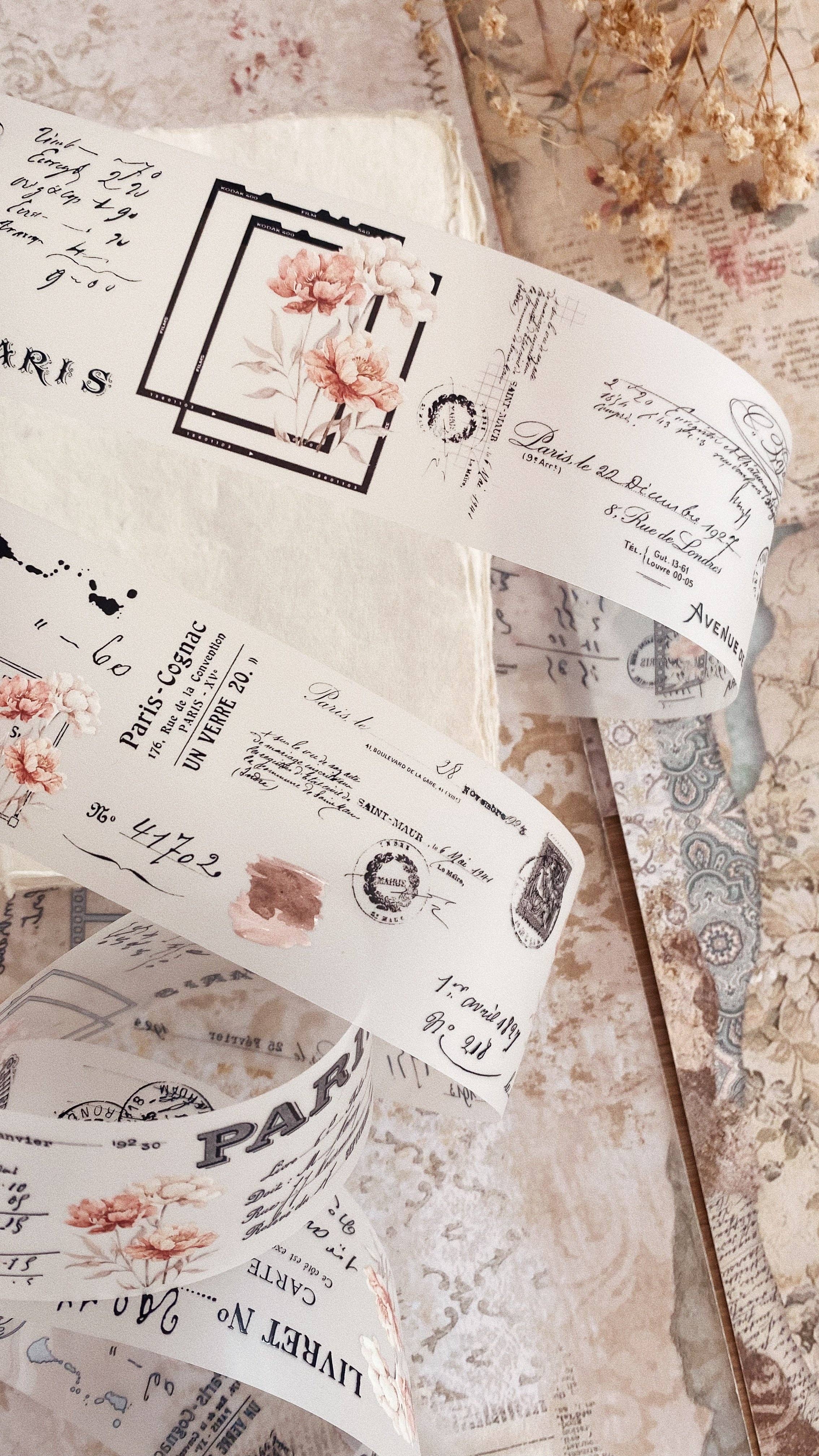 PET-tape met vintage pioenrozen