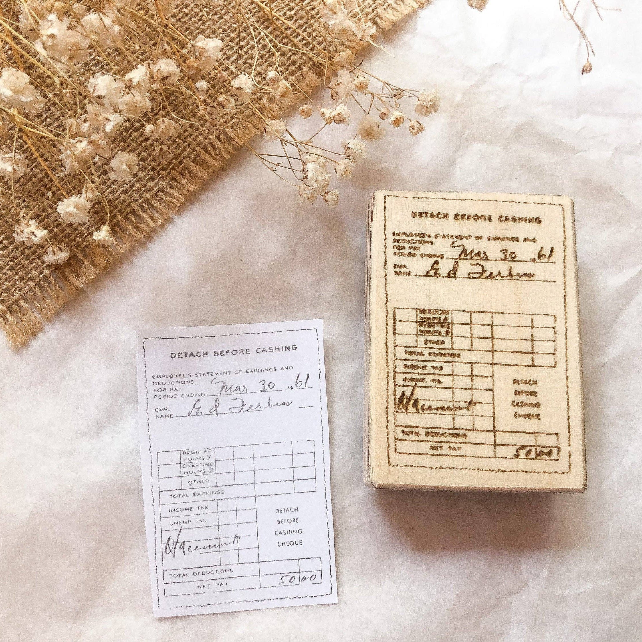 Houten stempel | groot nota (factuur) motief