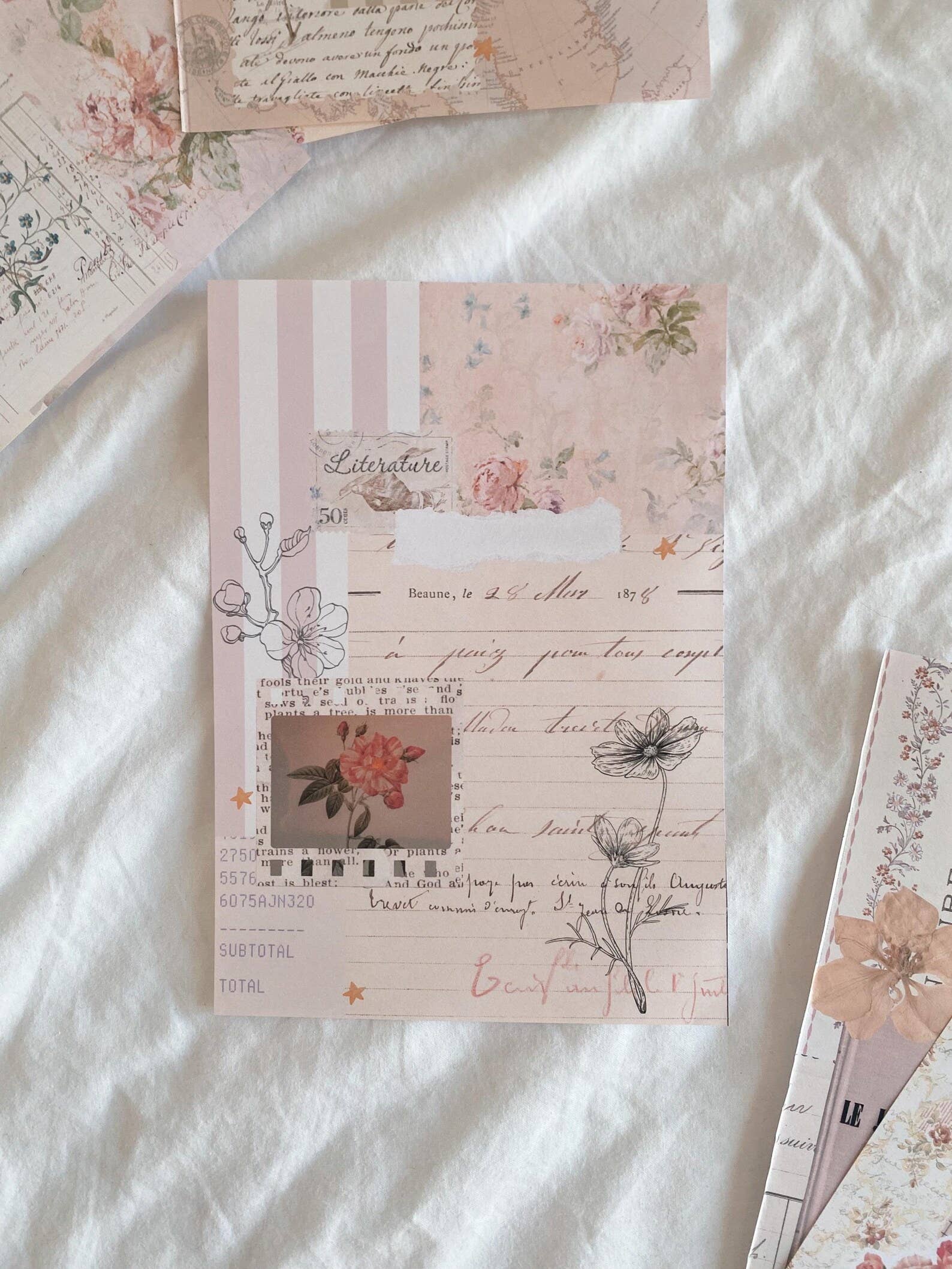 6 scrapbook papers A5 stickers - "Beautiful Vintage Pink"
