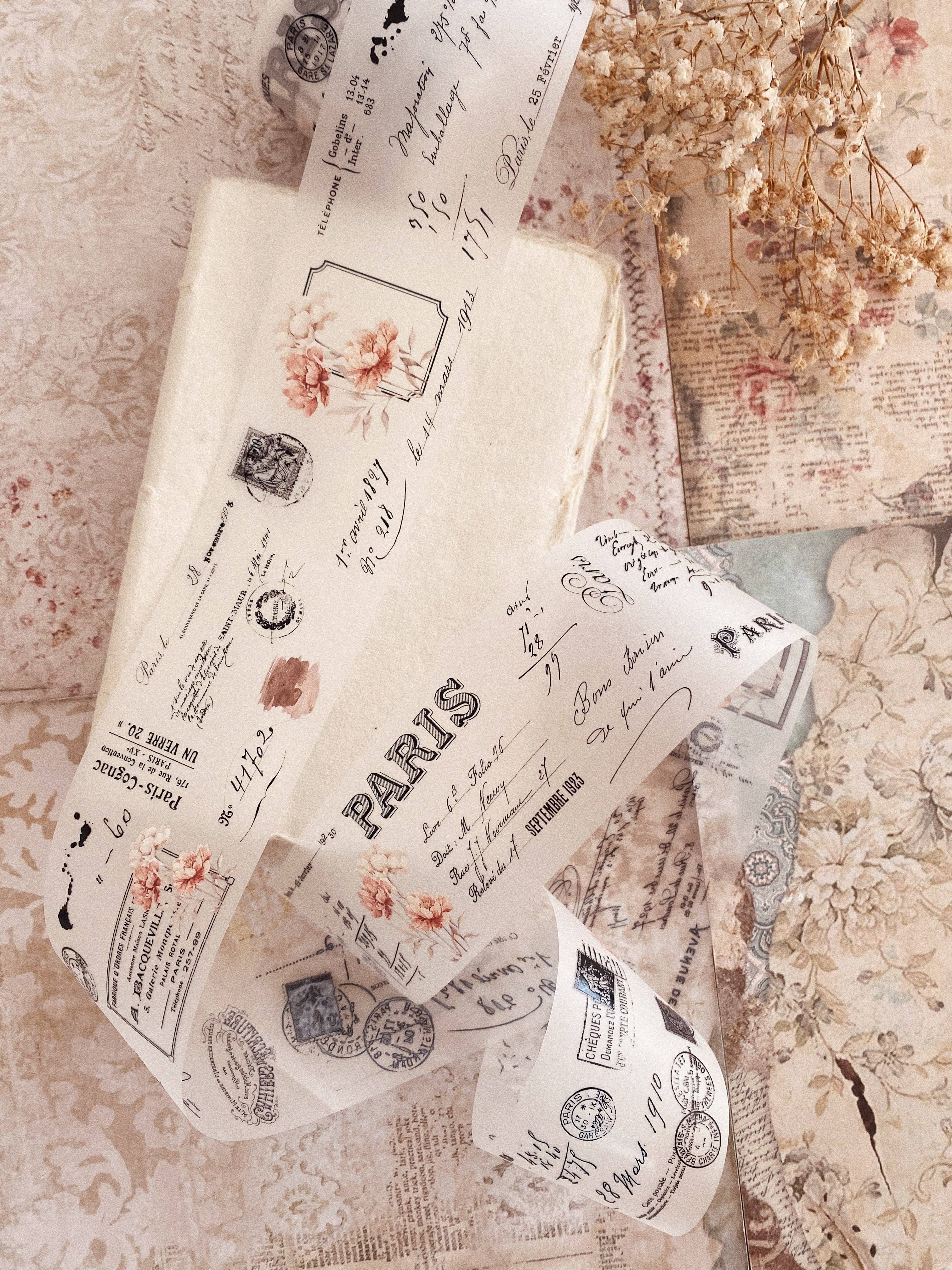 PET-tape met vintage pioenrozen