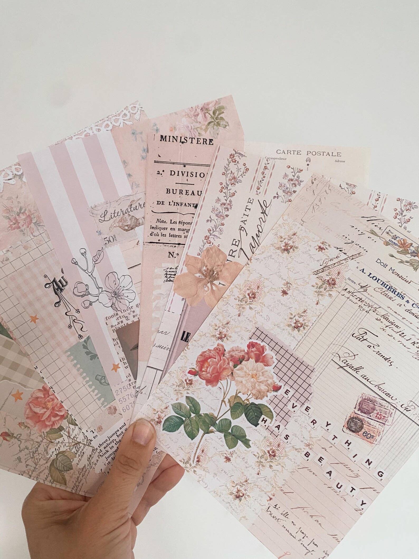 6 scrapbook papers A5 stickers - "Beautiful Vintage Pink"