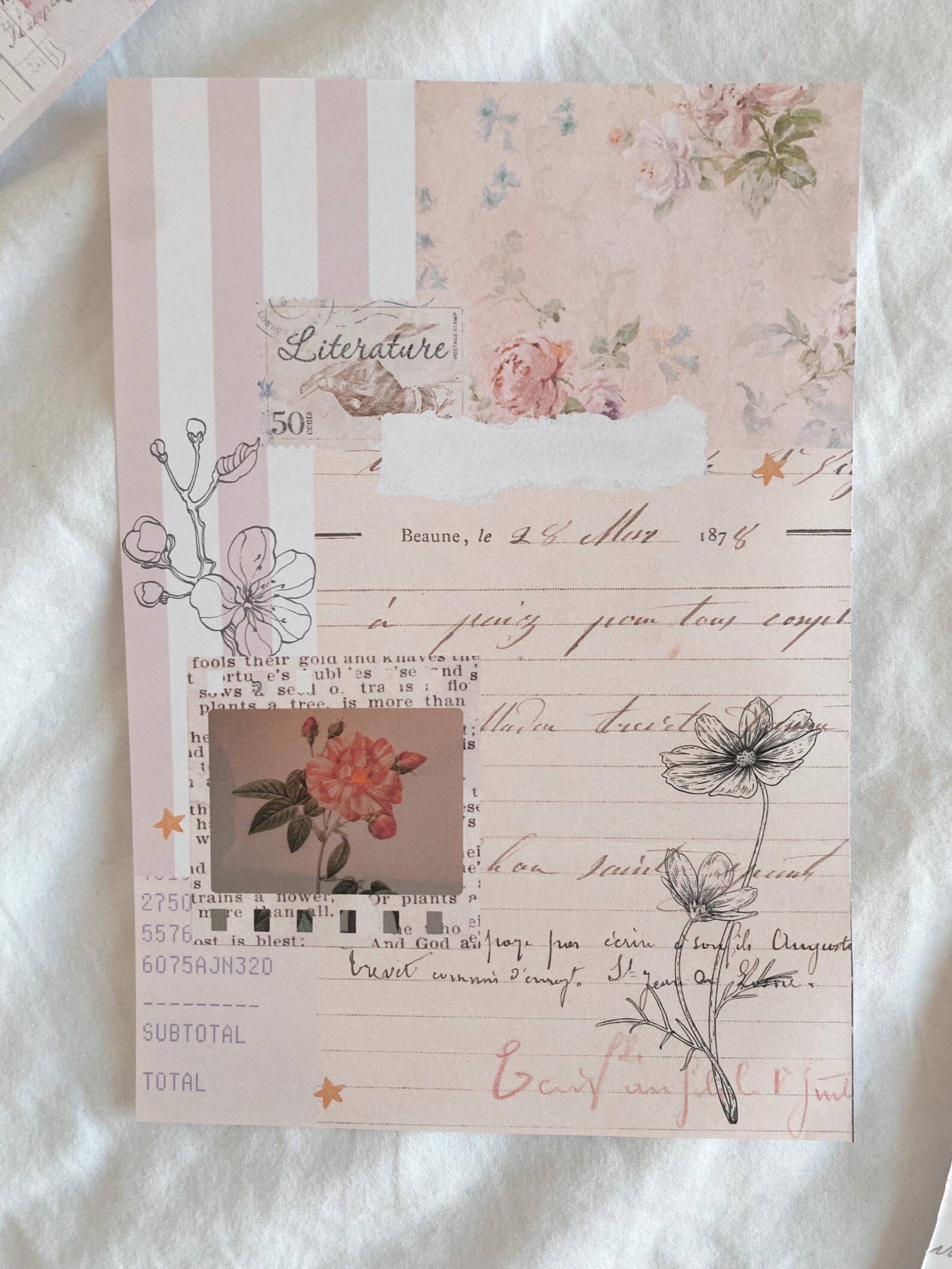 6 scrapbook papers A5 stickers - "Beautiful Vintage Pink"