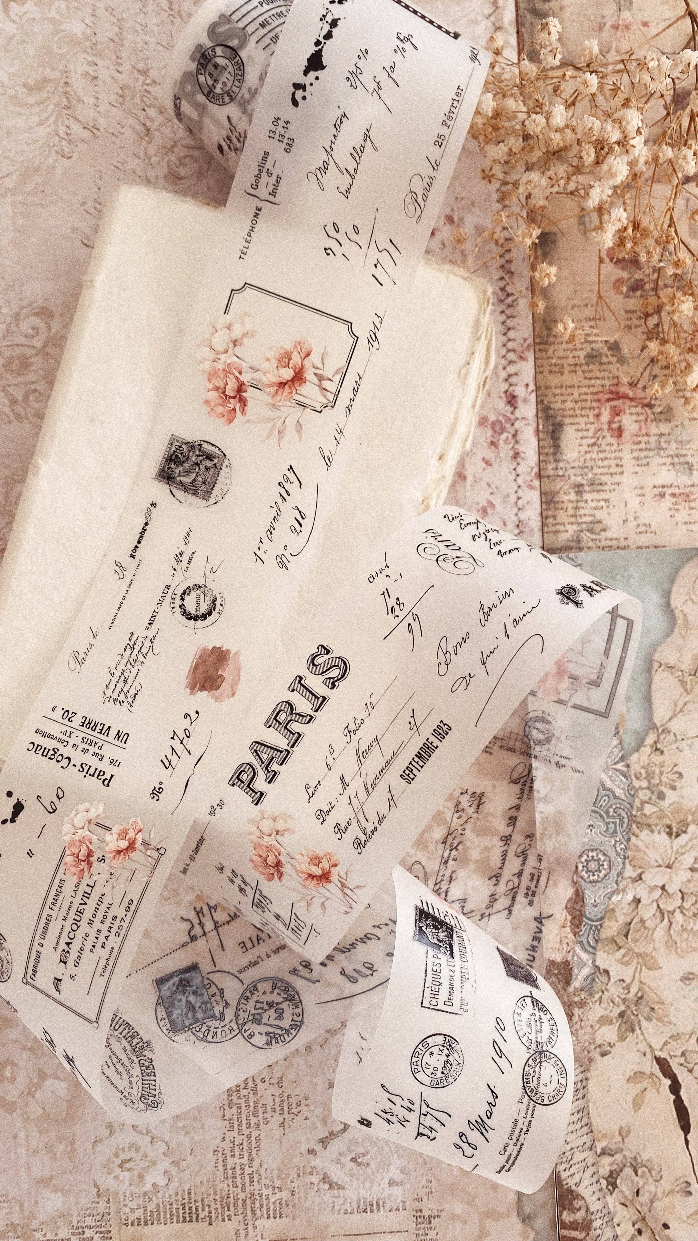 PET-tape met vintage pioenrozen