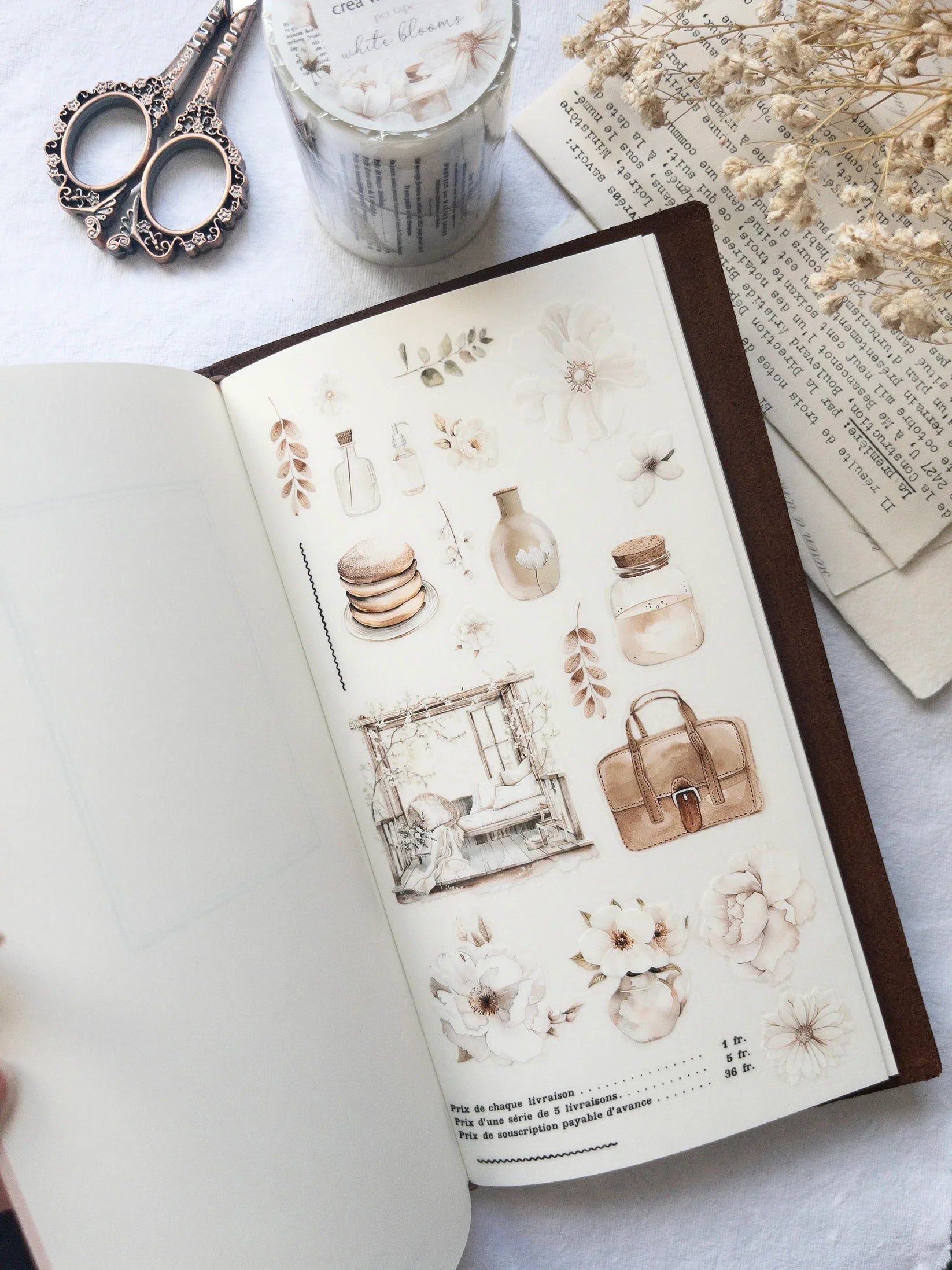 Pre-cut floral PET tape | White blooms collection
